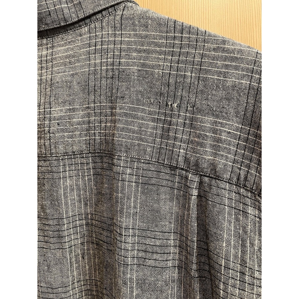 Marc Edwards Button Down Shirt Mens Large Grey Linen Blend Grid Short Sleeve - Picture 8 of 8